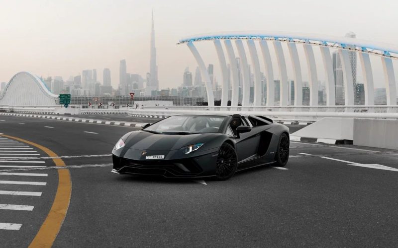 Black Lamborghini Aventador Roadster- Rent a Lamborghini Aventador Roadster from Four Seasons Car Rental