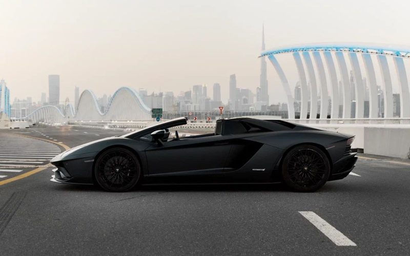 Black Lamborghini Aventador Roadster- Rent a Lamborghini Aventador Roadster from Four Seasons Car Rental